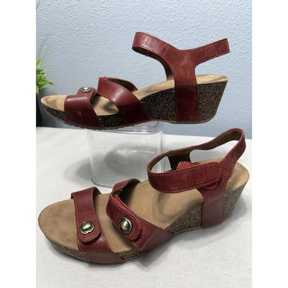 DANSKO US 10.5-11 Leather Cork Wedge Heels Sandal Adjustable - Picture 2 of 9